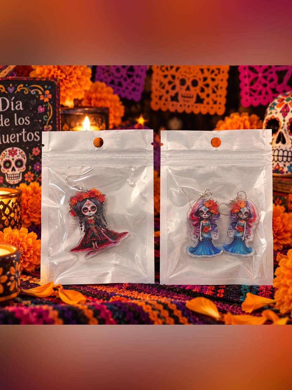 Día de los Muertos / Day of the Dead Dangle Earrings - 2 Pair Bundle